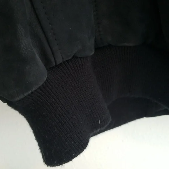 TIMBERLAND Vintage Weatherproof Suede Leather Bomber Black Large - Picture 10 of 12